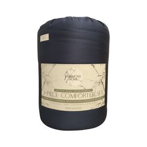 Harmony Home Soft Viscose Thermal Regulating 3 Piece Comforter Set, King - Navy